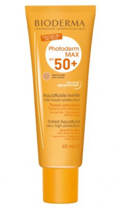 Crema protectie solara Photoderm Max Aquafluide SPF 50+ Nuanta Aurie, Bioderma