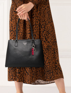 Guess, Geanta de piele ecologica, cu manere si accesoriu model Becca - Img 4