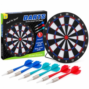 Joc darts cu tinta de 40 cm si 6 sageti, suport pentru pozitionare, multicolor, 6 ani+ - Img 3