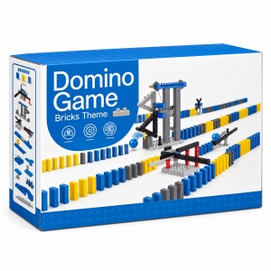 Joc de constructie Domino cu reactie in lant, 120 piese domino, mecanisme si bile, multicolor