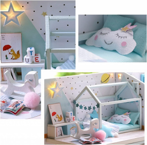 Kit DIY de Miniaturi pentru Casa de Papusi - Apartament Mic cu Mobilier, Ideal pentru Prieteni, Copii si Adulti