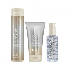 Kit pentru ingrijirea parului blond Joico Blonde Life™ Brightening Sampon 300 ml + Masca 150 ml + Spray leave-in 150 ml