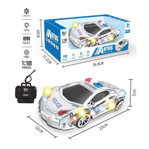 Masina de Politie cu Telecomanda - Model 1:18, Lumini si Directie 4-Way, pentru Copii 3+ Ani