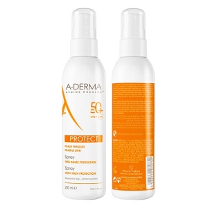 Pachet A-Derma Protect – Fluid matifiant protectie solara Protect AC SPF 50+ 40 ml + Spray protectie solara Protect SPF 50+ 200 ml