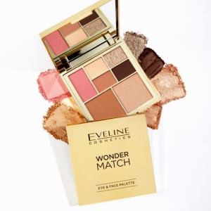 Paleta pentru ochi si fata multifunctionala, cu blush, farduri, bronzer si iluminator Eveline Cosmetics Wonder Match, 14 g
