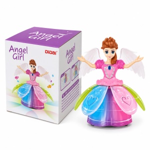 Papusa interactiva Angel Girl cu rotire, lumini si muzica, aripi si rochie multicolora, 18 luni+. - Img 2