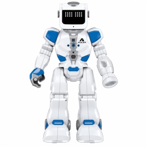 Robot interactiv cu telecomanda, programabil, cu lumini si sunete, Alb/Albastru - Img 4