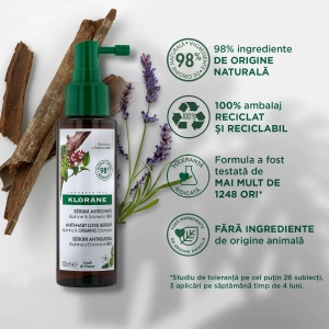 Ser pentru par cu chinina si floare de colt BIO, Klorane, 100 ml - Img 4