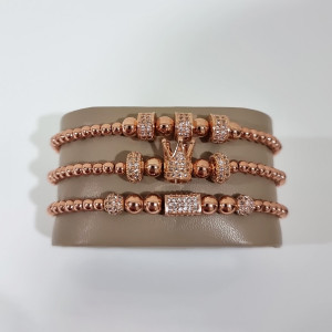 Set 3 bratari Sparkle din otel inoxidabil si zirconiu, Unisex, gold - Img 4