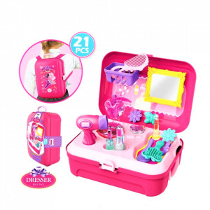 Set accesorii de frumusete pentru fetite, depozitate in gentuta cu maner, 21 piese - Img 4