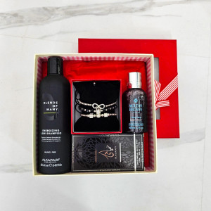 Set Black Majesty, Apa de Parfum Ard al Zaafaran Hayaati Men, Set 3 bratari din otel inoxidabil, onix si zirconiu, Gel de Dus Molton Brown Relaxing Ylang-Ylang, Sampon Alfaparf Rebalancing Low Shampoo Blends of ManySet Black Majesty, Apa de Parfum Ard al 