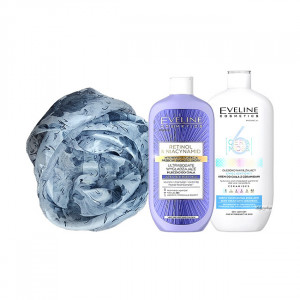 Set cadou Crema de corp hidratanta pentru pielea uscata sau foarte uscata Eveline Cosmetics 6 Ceramides, 350 ml +  Lapte de corp netezitor ultra-bogat  Retinol & Niacynamid, 350 ml + Esarfa