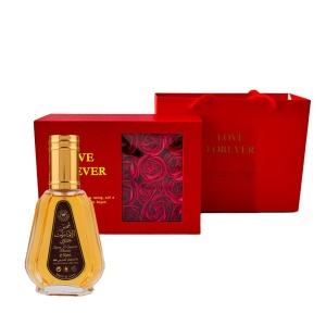 Set cadou Darissimo, Apa de Parfum Ard Al Zaafaran Shams Al Emarat Khususi, 50 ml si Cutie cu trandafiri