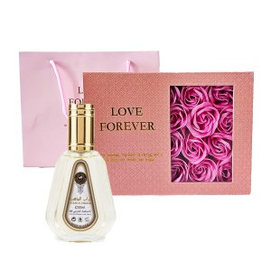 Set cadou Daruium, Apa de Parfum Ard al Zaafaran Turab Al Dhahab 50 ml si Cutie cu trandafiri