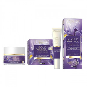 Set cadou Eveline Cosmetics Cremă-concentrat împotriva ridurilor adânci Gold And Retinol 60 +, 50 ml + Cremă ser antirid pentru zona ochilor Gold And Retinol, 20 ml - Img 2