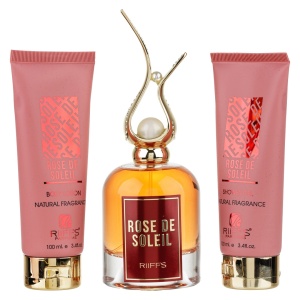 Set cadou Riiffs Rose De Soleil, Femei, Apa de Parfum 100, ml + Gel De Dus 100, ml + Lotiune de corp, 100 ml