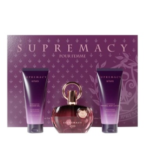 Set cadou Supremacy Purple Afnan, Apa de Parfum, Femei, 100 ml + Gel de dus 100 ml + Lotiune de corp 100 ml