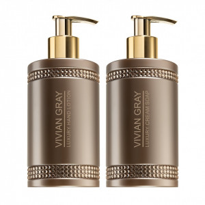 Set cadou Vivian Gray Brown Crystals, Unisex, Sapun lichid, 250 ml + Crema de maini, 250 ml