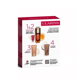 Set Clarins Double Serum & Extra-Firming Age-Defying, Serum 50 ml cu Day Cream 15 ml, Night Cream 15 ml si Total Eye Lift 3 ml