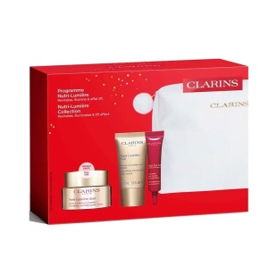 Set Clarins Programme Nutri-Lumiere – Crema de Zi 50ml + Crema de Noapte 15ml + Total Eye Lift 7 ml + Double Serum 0.9ml + Pouch