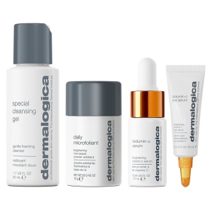 Set curatare si luminozitate Dermalogica Cleanse + Brighten, Gel de curatare Special Cleansing, 50 ml + Pudra exfolianta Daily Microfoliant, 13 g + Ser iluminator cu Vitamina C Biolumin-C, 10 ml + Ser iluminator pentru ochi Biolumin-C, 6 ml