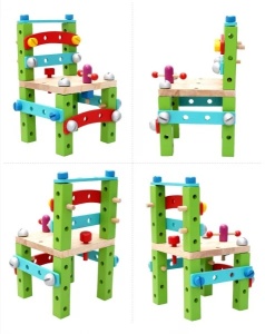 Set de Constructie Scaun din Lemn pentru Copii, Joc Educational si Creativ