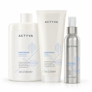 Set de hidratare Kemon Actyva Nutrizione, Sampon 1000 ml + Balsam 1000 ml + Lapte 125 ml