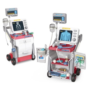 Set de joaca Carucior Medical mobil pentru copii cu 15 piese, Rosu