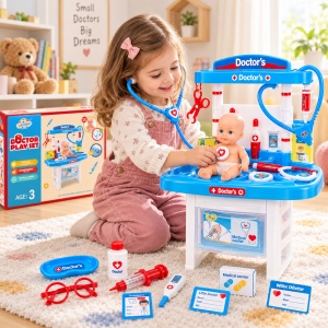 Set de joaca Doctor cu stand, bebelus si 12 accesorii medicale, 3+ ani - Img 3
