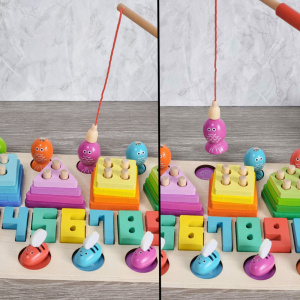 Set Educativ logaritmic Montessori din Lemn - Multifunctional 4 in 1