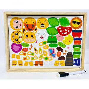 Set Educativ Montessori din Lemn - Puzzle, Labirint cu Margele si Asociere Alfabetica și Numerica