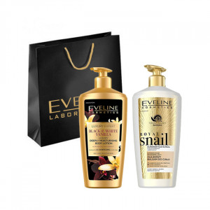 Set Eveline Cosmetics Lotiune de corp Royal Snail, Luxury Expert Black&White Vanilla