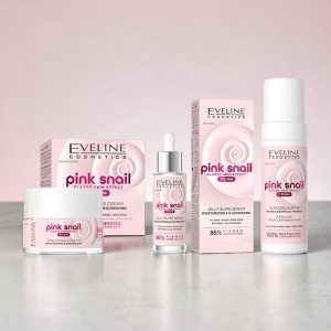 Set Ingrijire Ten Eveline Pink Snail PDRN – Crema 50 ml + Ser Facial 30 ml + Spuma Curatare 150 ml
