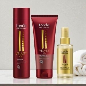 Set Londa Professional Velvet Oil – Sampon 250ml + Tratament 200ml + Ulei Argan 100ml pentru par uscat si lipsit de stralucire