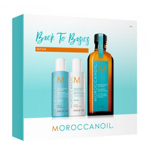 Set Moroccanoil Back To Basic Repair: Sampon 70 ml, Balsam 70 ml, Tratament 100 ml