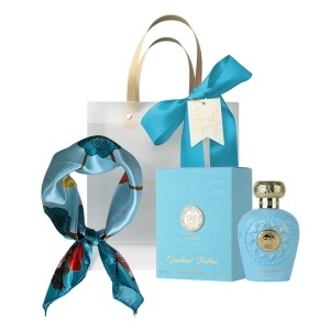 Set Opulent Dubai Lattafa, Apa de Parfum, Unisex, 100 ml + Esarfa satinata + Punga cadou