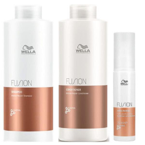 Set pentru reparare intensa Wella Professionals Fusion, Sampon 1000 ml + Balsam 1000 ml + Tratament 70 ml