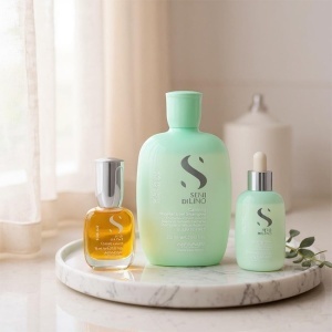 Set pentru scalp sensibil Alfaparf Milano Calming Sampon 250 ml + Tonic Calmant 125 ml  +  Ulei Cristalli Liquidi 15 ml