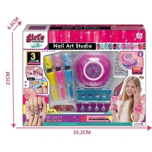 Studio Nail Art pentru Fete - Set de Infrumusetare 3 in 1 cu Uscator, Markere si Accesorii pentru Manichiura Creativa