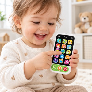 Telefon interactiv pentru copii Smart Pocket, 15 butoane, lumini si sunete, alb-verde, 18 luni+ - Img 3