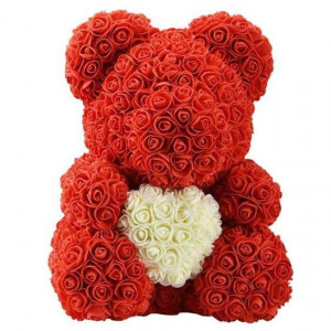 Ursulet floral din trandafiri de sapun 40 cm