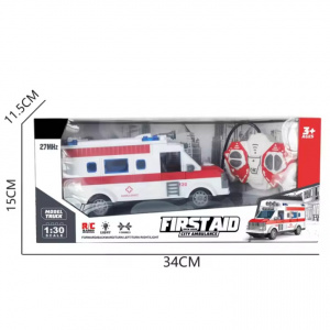 Ambulanta de jucarie cu telecomanda, efecte luminoase si sonore