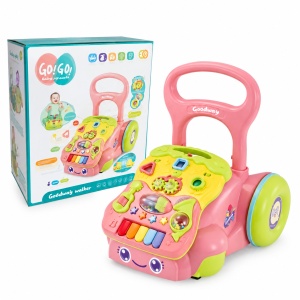 Antepremergator interactiv multifunctional pentru copii Goodway, cu centru de activitati, clape si jucarii, roz, 10 luni+ - Img 2