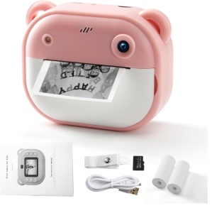 Aparat Foto Instant pentru Copii - Camera Printare Instantanee cu Design Dragut, Include Role Hartie 