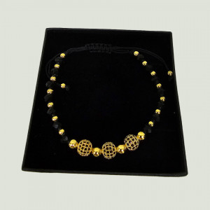 Bratara Sparkle din otel inoxidabil si Onix, Unisex, gold