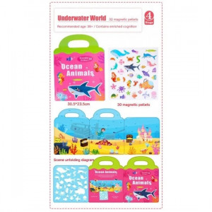 Carte Puzzle cu 34 stickere reutilizabile, Animale Marine