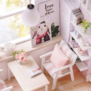 Casuta De Asamblat DIY in miniatura roz, Joc interactiv, educational 5