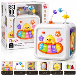 Cub de activitati pentru copii Duck, cu lumini si muzica, pian, roti si jocuri interactive, 18 luni+ - Img 3
