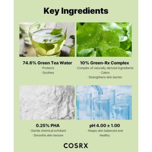 Dischete umede cu efect calmant Green-RX Calming Cosrx, 70 bucati