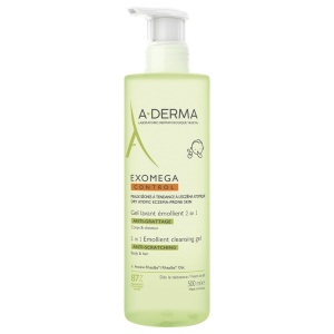 Gel de curățare 2 în 1 pentru piele uscată Exomega Control, 500 ml, A-Derma